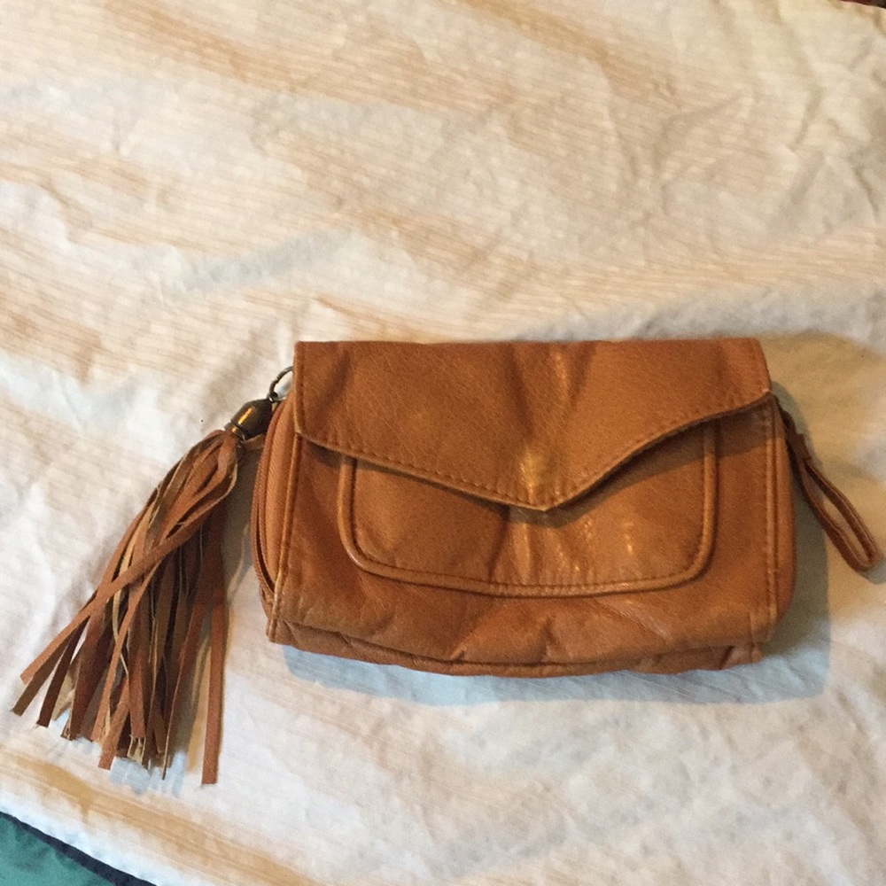 Camel ecoté PU leather clutch